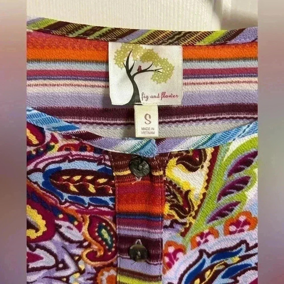 Fig and Flower Anthropologie Tunic Lined Dress Women’s Size Small Paisley Boho - Picture 5 of 7